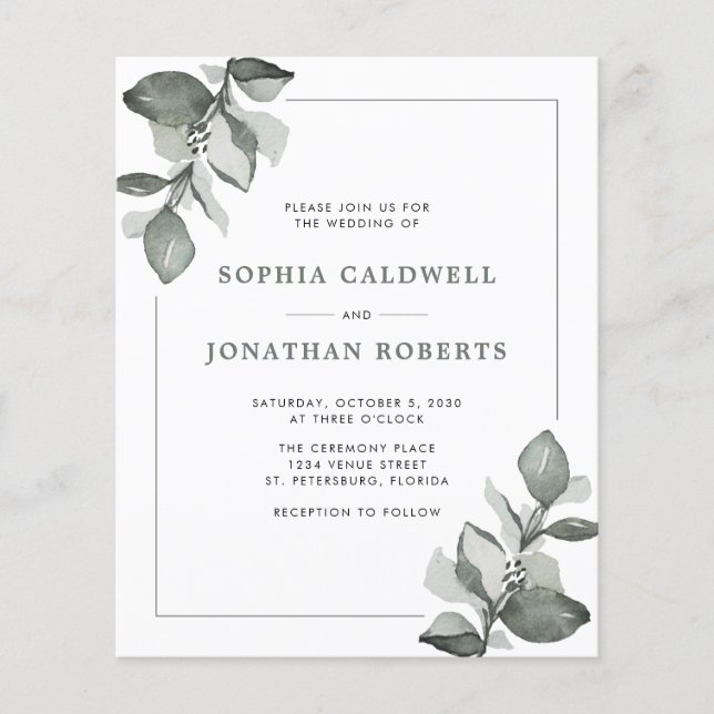 Lámina Presupuesto todo en un polvoriento Boda de eucalip (Anverso)