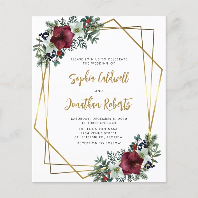 Lámina Presupuesto todo en una invitación a la boda de Am (Anverso)