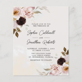 Lámina Presupuesto todo en una invitación a la boda flora