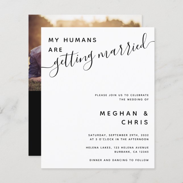 Lámina Presupuesto todo en una invitación de matrimonio d (Anverso / Reverso)