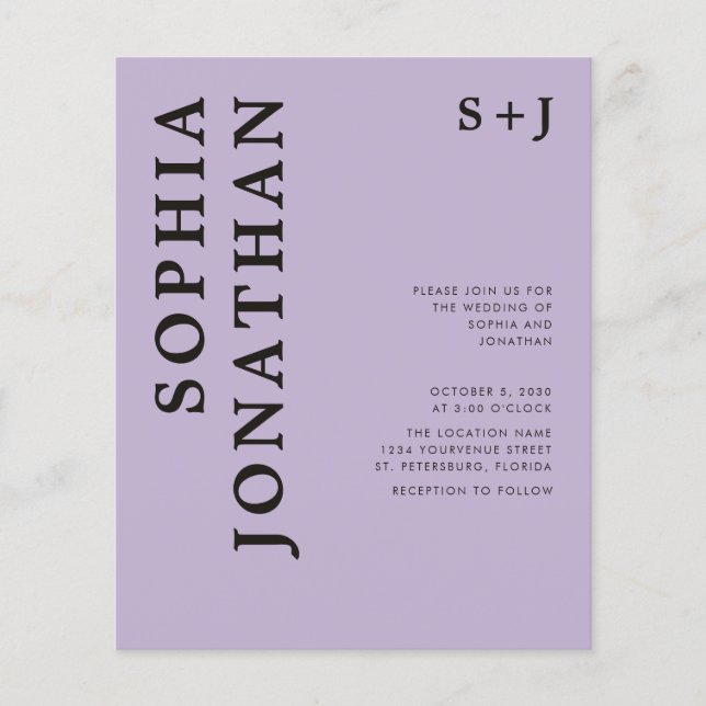 Lámina Presupuesto todo en una tipografía audaz Invitació (Anverso)