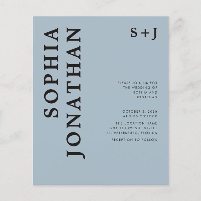 Lámina Presupuesto todo en una tipografía audaz Invitació (Anverso)