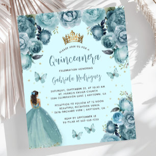 Lámina Presupuesto Turquesa Floral Princesa Quinceañera