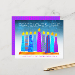 Lámina Presupuesto Turquoise Hanukkah Candles Peace Love 
