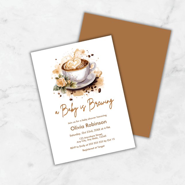 Lámina Presupuesto: Un bebé prepara café Invitado de Baby (Budget A Baby is Brewing Coffee Baby Shower Invitation )