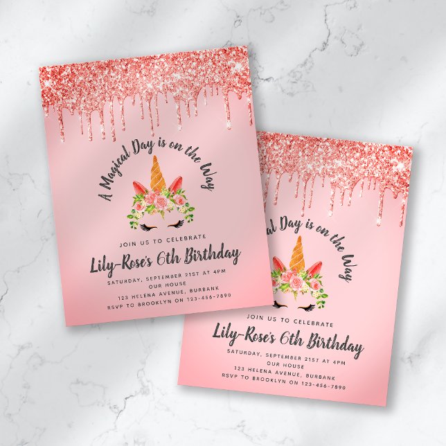 Lámina PRESUPUESTO Unicornio Face Purpurina Invitación al (Subido por el creador)