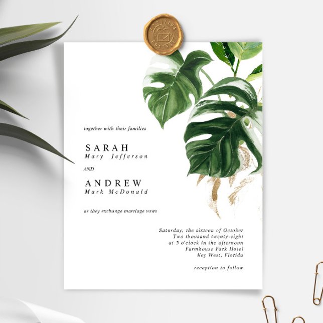 Lámina PRESUPUESTO Vegetación tropical Invitación Boda mo (Subido por el creador)