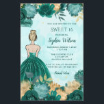 Lámina Presupuesto Verde Azul Oro Princesa Dulces 16<br><div class="desc">Invitación Presupuesto Elegante Verde Azul Oro Floral Princesa Dulces 16</div>