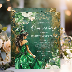 Lámina Presupuesto Verde Floral Princesa Quinceañera Dora