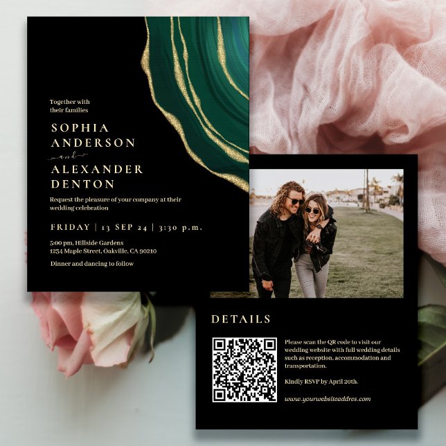Lámina Presupuesto verde negro Foto código QR invitación  (Subido por el creador)