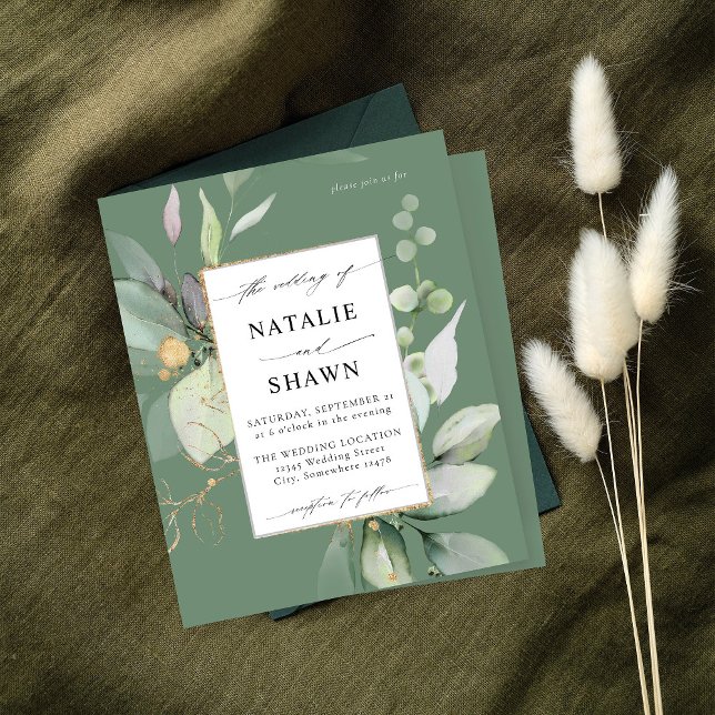 Lámina Presupuesto Verde Olivo Boda Dorado Brillo Eucalip (Subido por el creador)