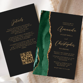 Lámina Presupuesto Verde Oro Ágata Oscuro Código QR Boda