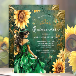 Lámina Presupuesto Verde Oro Girasol Princesa Quinceañera