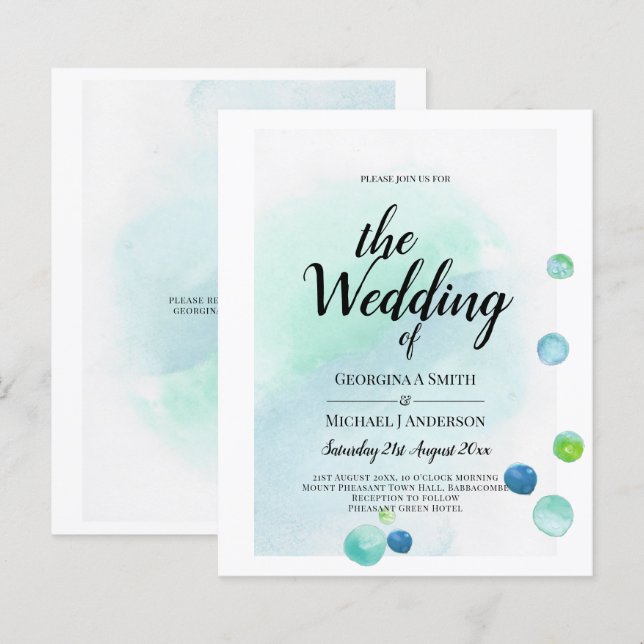 Lámina PRESUPUESTO Vidrio oceánico Ombre Boda azul Verde  (Anverso / Reverso)