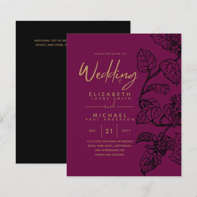 Lámina PRESUPUESTO Vintage Garden Leaf Classic Wedding (Anverso / Reverso)