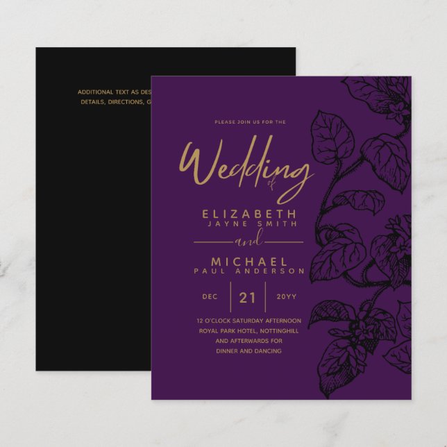 Lámina PRESUPUESTO Vintage Garden Leaf Classic Wedding (Anverso / Reverso)