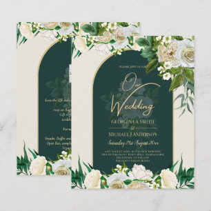 Lámina PRESUPUESTO White Roses Forest Green Winter Weddin