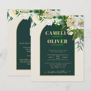 Lámina PRESUPUESTO White Roses Forest Green Winter Weddin
