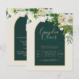 Lámina PRESUPUESTO White Roses Forest Green Winter Weddin