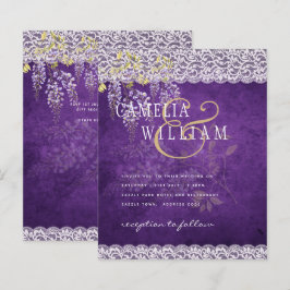 Lámina PRESUPUESTO Wisteria Morple Floral Lace Wedding IN