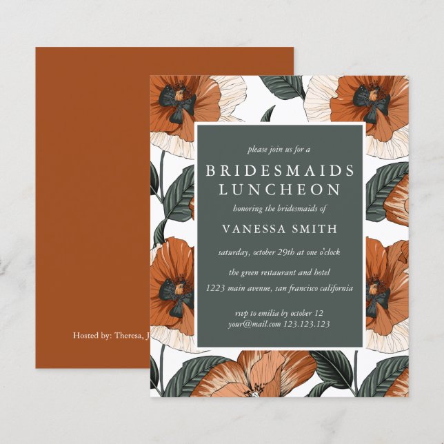 Lámina Presupuestos Bridesmaids Naranja Luncheon Flores v (Anverso / Reverso)