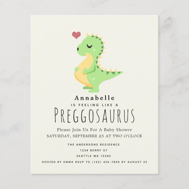 Lámina Presupuestos Preggosauro Cute Dinosaurio Bebé duch (Anverso)
