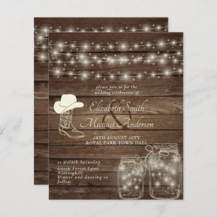 Lámina Presupuestos Rústicos Luces Mason Jars Cowboy Boot