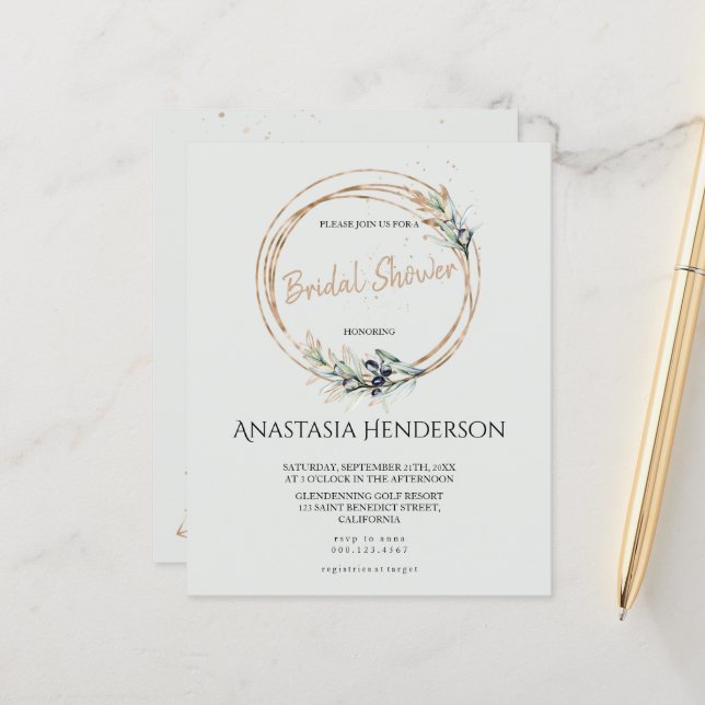 Lámina Primas de oliva - Ducha de novia. Invitación (Anverso/Reverso In Situ)