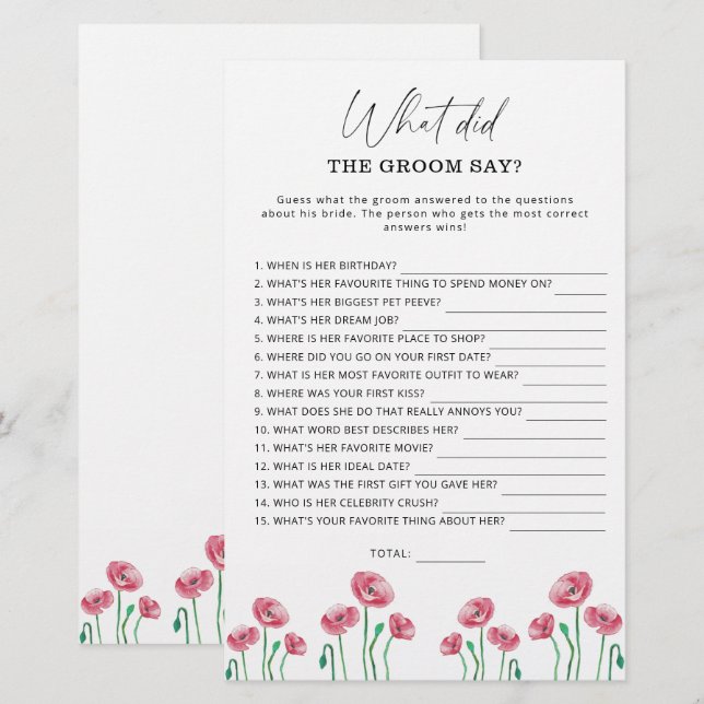 Lámina Primavera ¿Qué dijo el novio del juego de novias? (Anverso / Reverso)