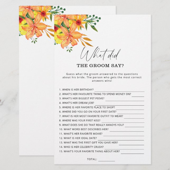 Lámina Primavera ¿Qué dijo el novio del juego de novias? (Anverso / Reverso)