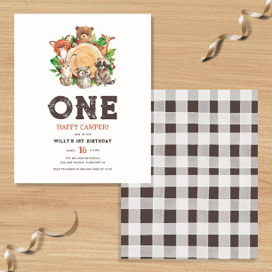 Lámina Primer cumpleaños de Budget One Happy Camper Bear