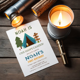 Lámina Primer cumpleaños de Budget One Happy Camper Boys