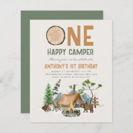 Lámina Primer cumpleaños de Budget One Happy Camper Woodl