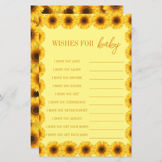 Lámina Primer cumpleaños de Little Sunflower Floral Chica (Anverso / Reverso)