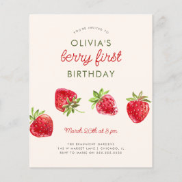 Lámina Primer cumpleaños de Strawberry Berry Watercolor d