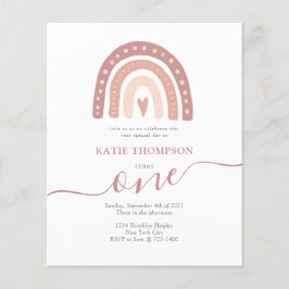 Lámina Primer cumpleaños del Pastel de Arcoiris Rosado