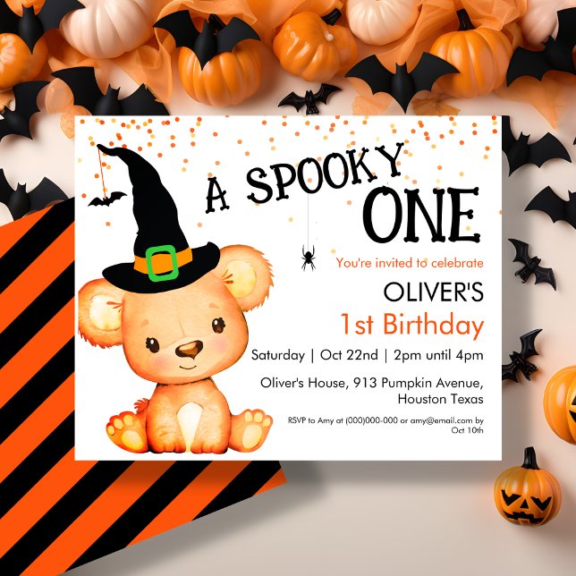 Lámina Primer cumpleaños | Invitación al oso de Halloween (Subido por el creador)
