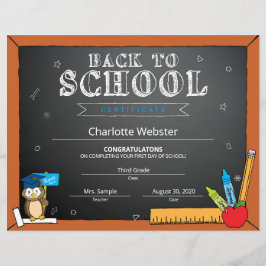 Lámina Primer día negro de Rótulo preescolar de vuelta a 