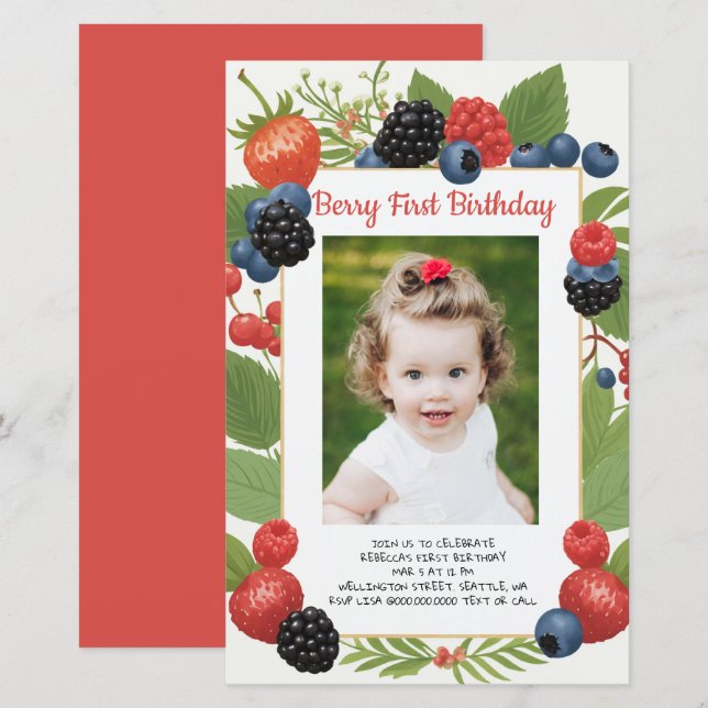 Lámina Primer Invitación a la Primera Foto de Berry de cu (Anverso / Reverso)