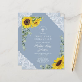 Lámina Primera comunión del encaje azul del girasol presu