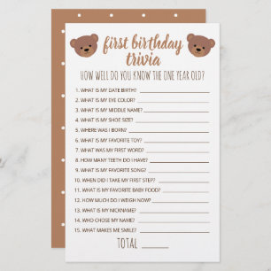 Lámina Primera Trivia de Cumpleaños Cuán Bien Conoce El J