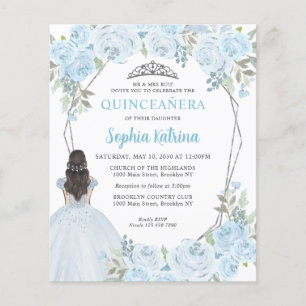 Lámina Princesa Floral Azul Gris Azul Luz Presupuestaria