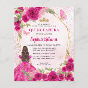 Lámina Princesa floral de oro magenta de presupuesto Quin