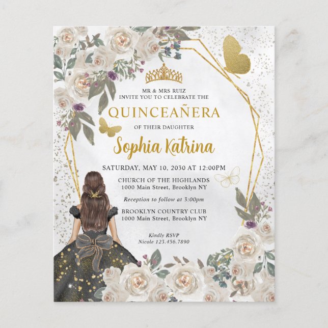 Lámina Princesa Floral de oro negro de Glam Presupuestari (Anverso)