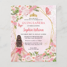 Lámina Princesa Floral de oro rosado Quinceañera