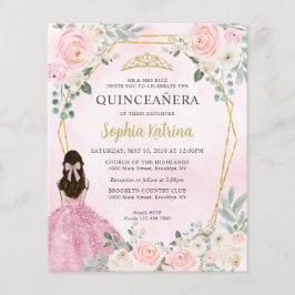 Lámina Princesa Floral de oro rosado Quinceañera