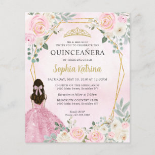 Lámina Princesa Floral de oro rosado Quinceañera