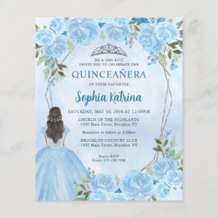 Lámina Princesa Floral Gris Azul Dusty Presupuestaria Qui
