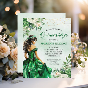 Lámina Princesa Floral Verde Elegante Presupuestario Quin