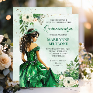 Lámina Princesa Floral Verde Elegante Presupuestario Quin